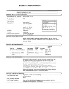 MATERIAL SAFETY DATA SHEET  Barium Chloride 12% w/v SECTION 1 . Product and Company Idenfication  Product Name and Synonym: