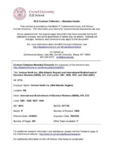 Cornell University ILR School BLS Contract Collection - Metadata Header This contract is provided by the Martin P. Catherwood Library, ILR School, Cornell University. The information provided is for noncommercial educati