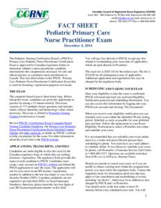 Canadian Council of Registered Nurse Regulators (CCRNR) Suite[removed]Osborne St, PO Box 244, Beaverton ON L0K 1A0 email:[removed]/ web: www.ccrnr.ca phone: [removed]fax: [removed]FACT SHEET