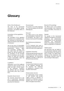 Glossar y  Glossary Clerk of the Parliament  Financial year
