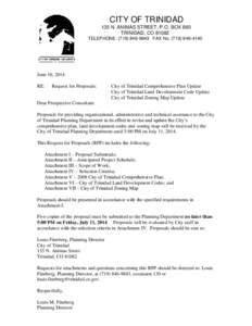 CITY OF TRINIDAD 135 N. ANIMAS STREET, P.O. BOX 880 TRINIDAD, CO[removed]TELEPHONE: ([removed]FAX No[removed]  June 10, 2014