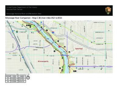 United States Department of the Interior National Park Service Mississippi National River and Recreation Area Mississippi River Companion - Map C38 (river miles 852 to 850)