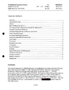 Establishment Inspection Report Sparboe Farms, Inc. Eagle Grove, IA[removed]CST