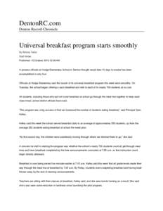 United States Department of Agriculture / School Breakfast Program / Child nutrition programs