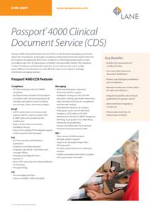 DATA SHEET  www.lanetelecom.com Passport®4000 Clinical Document Service (CDS)