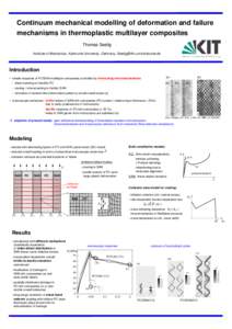 Continuum mechanical modelling of deformation and failure mechanisms in thermoplastic multilayer composites Thomas Seelig Institute of Mechanics, Karlsruhe University, Germany,   Introduction