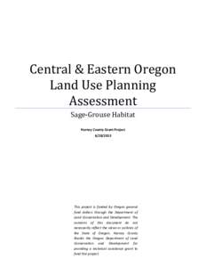 Central & Eastern Oregon Land Use Planning Assessment Sage-Grouse Habitat Harney County Grant Project