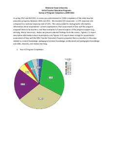 Montclair State University Initial Teacher Education Programs Survey of Program Completers, [removed]In spring 2012 and fall 2012, a survey was administered to 1,904 completers of the initial teacher education programs 