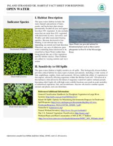 INLAND STRANDED OIL HABITAT FACT SHEET FOR RESPONSE:  OPEN WATER I. Habitat Description Indicator Species