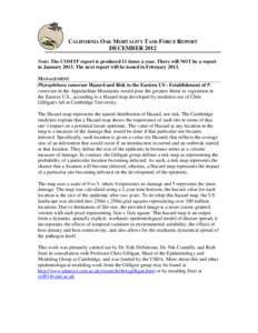 CALIFORNIA OAK MORTALITY TASK FORCE REPORT