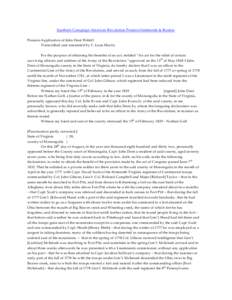 Southern Campaign American Revolution Pension Statements & Rosters Pension Application of John Dent W4663 Transcribed and annotated by C. Leon Harris For the purpose of obtaining the benefits of an act, entitled “An ac