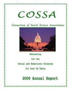COSSA Consortium of Social Science Associations Advocating for the Social and Behavioral Sciences