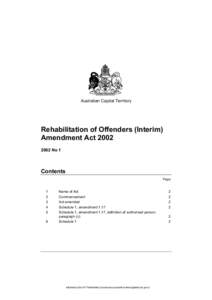 Australian Capital Territory  Rehabilitation of Offenders (Interim) Amendment Act[removed]No 1