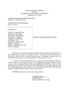 UNITED STATES OF AMERICA Before the SECURITIES AND EXCHANGE COMMISSION Washington, D.C[removed]ADMINISTRATIVE PROCEEDINGS RULINGS Release No[removed]April 29, 2014