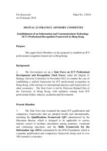 For discussion on 20 January 2014 Paper No[removed]DIGITAL 21 STRATEGY ADVISORY COMMITTEE
