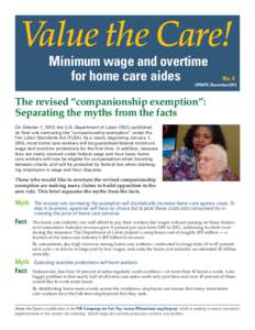 Value the Care! Minimum wage and overtime for home care aides