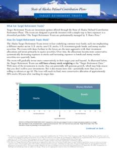 State of Alaska Defined Contribution Plans ta rget r etir em en t t rusts What Are Target Retirement Trusts? Target Retirement Trusts are investment options offered through the State of Alaska Defined Contribution Retire