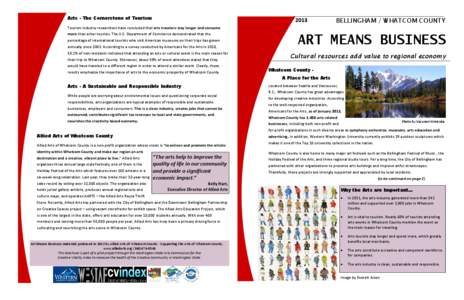 Arts - The Cornerstone of Tourism[removed]BELLINGHAM / WHATCOM COUNTY