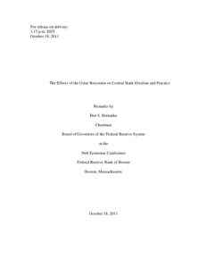 Speech by Chairman Bernanke on the effects of the great recession on central bank doctrine and practice