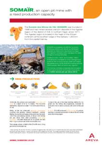 SOMAÏR, an open pit mine with a rised production capacity The Société des Mines de l’Aïr (SOMAÏR) was founded in 1968 and has mined several uranium deposits in the Agadez region of the district of Arlit, in northe