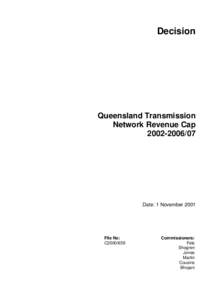 Decision  Queensland Transmission Network Revenue Cap[removed]