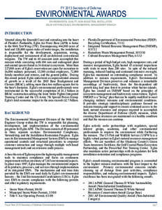 FY 2013 Secretary of Defense  Environmental Awards Environmental Quality, Non-Industrial Installation: Eglin Air Force Base, Environmental Management Branch