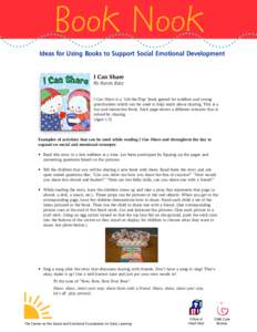 Book Nook Ideas for Using Books to Support Social Emotional Development I Can Share By Karen Katz I Can Share is a ‘Lift-the-Flap’ book geared for toddlers and young