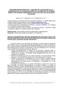 DESCOMPOSICIÓN ESPECTRAL Y ANÁLISIS DE LA RELACIÓN TALLAABUNDANCIA DE LAS SUBPOBLACIONES DE LAS ESPECIES NOTOTHENIA ROSSII Y NOTOTHENIA CORIICEPS EN CALETA POTTER, ISLA 25 DE MAYO, ANTARTIDA Alescio, N. S.1, 3, Marsch