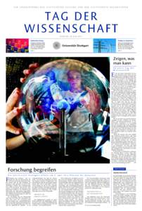 EIN SONDERTHEMA DER STUTTGARTER ZEITUNG UND DER STUTTGARTER NACHRICHTEN  TAG DER WISSENSCHAFT DIENSTAG, 28. JUNI 2011 Spitzenforschung