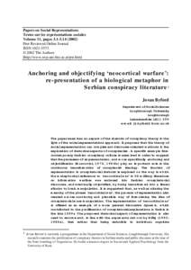 Papers on Social Representations Textes sur les représentations sociales Volume 11, pagesPeer Reviewed Online Journal ISSN © 2002 The Authors