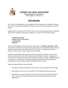 !  COUNCIL OF LEGAL EDUCATION Norman Manley Law School  !