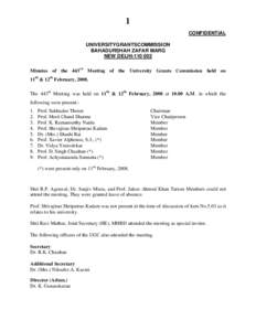 1 CONFIDENTIAL UNIVERSITYGRANTSCOMMISSION BAHADURSHAH ZAFAR MARG NEW DELHIMinutes of the 443rd Meeting of the University Grants Commission held on