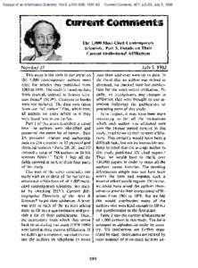 Essays of an Information Scientist, Vol:5, p, Current Contents, #27, p.5-20, July 5, 1982 The 1,000 Most-Cited Contemporary Scientists. Part 3. Details on Their