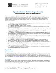 353 North Clark Street, Suite 1400 Chicago, ILwww.mocportfolioprogram.orgOrganizational Readiness Checklist for Program Sponsorship