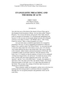 Evangelistic Preaching and the Book of Acts