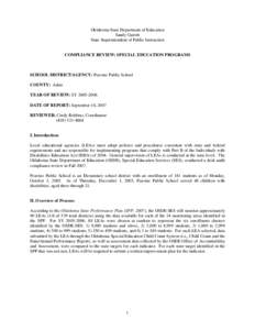 Oklahoma State Department of Education Sandy Garrett State Superintendent of Public Instruction COMPLIANCE REVIEW: SPECIAL EDUCATION PROGRAMS