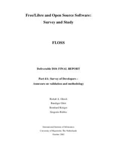 Free/Libre and Open Source Software: Survey and Study FLOSS  Deliverable D18: FINAL REPORT