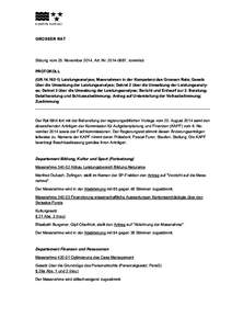 GROSSER RAT  Sitzung vom 25. November 2014, Art. Nr[removed], romm/eb PROTOKOLL (GR[removed]Leistungsanalyse; Massnahmen in der Kompetenz des Grossen Rats; Gesetz über die Umsetzung der Leistungsanalyse; Dekret 2 ü