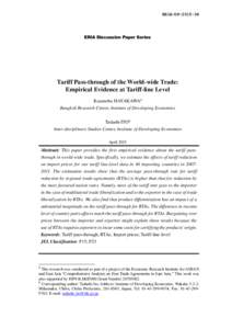 ERIA-DPERIA Discussion Paper Series Tariff Pass-through of the World-wide Trade: Empirical Evidence at Tariff-line Level