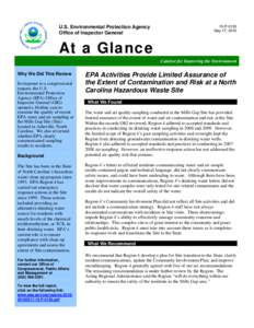 EPA Activities Provide Limited Assurance of the Extent of Contamination and Risk at a North Carolina Hazardous Waste Site, 10-P-0130, May 17, 2010