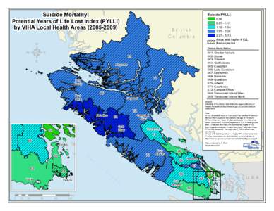 Suicide Mortality: Potential Years of Life Lost Index (PYLLI) by VIHA Local Health Areas[removed]Suicide PYLLI: