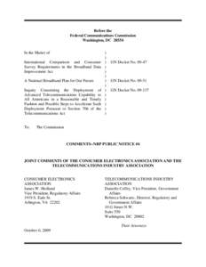 Before the Federal Communications Commission Washington, DC[removed]In the Matter of International Comparison and Consumer Survey Requirements in the Broadband Data