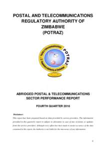 POSTAL AND TELECOMMUNICATIONS REGULATORY AUTHORITY OF ZIMBABWE (POTRAZ)  ABRIDGED POSTAL & TELECOMMUNICATIONS