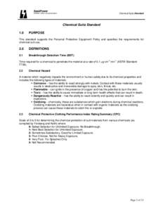 SaskPower  Chemical Suits Standard OHSAS[removed]Documentation