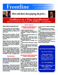 Frontline  American Decency Association April 2014 Vol. XXVIII Issue IV  Men who have been paying the price...