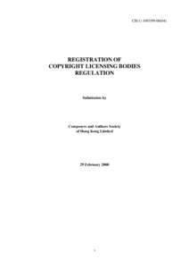 CB[removed])  REGISTRATION OF COPYRIGHT LICENSING BODIES REGULATION