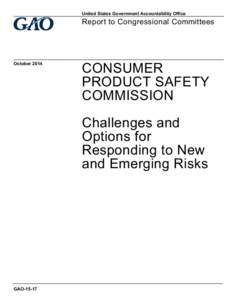 GAO-15-17, CONSUMER PRODUCT SAFETY COMMISSION: Challenges and Options for Responding to New and Emerging Risks