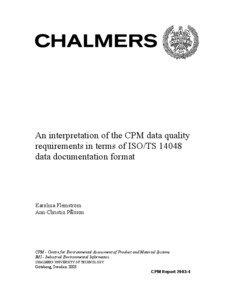 An interpretation of the CPM data quality requirements in terms of ISO/TS[removed]data documentation format