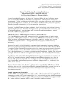 Homelessness / Personal life / Public housing / Social work / Supportive housing / Urban studies and planning / National Coalition for Homeless Veterans / Oregon Housing and Community Services Department / United States Department of Housing and Urban Development / Affordable housing / Poverty / Housing