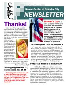 Volume 3, Issue 4 November[removed]Senior Center of Boulder City NEWSLETTER Thanks!